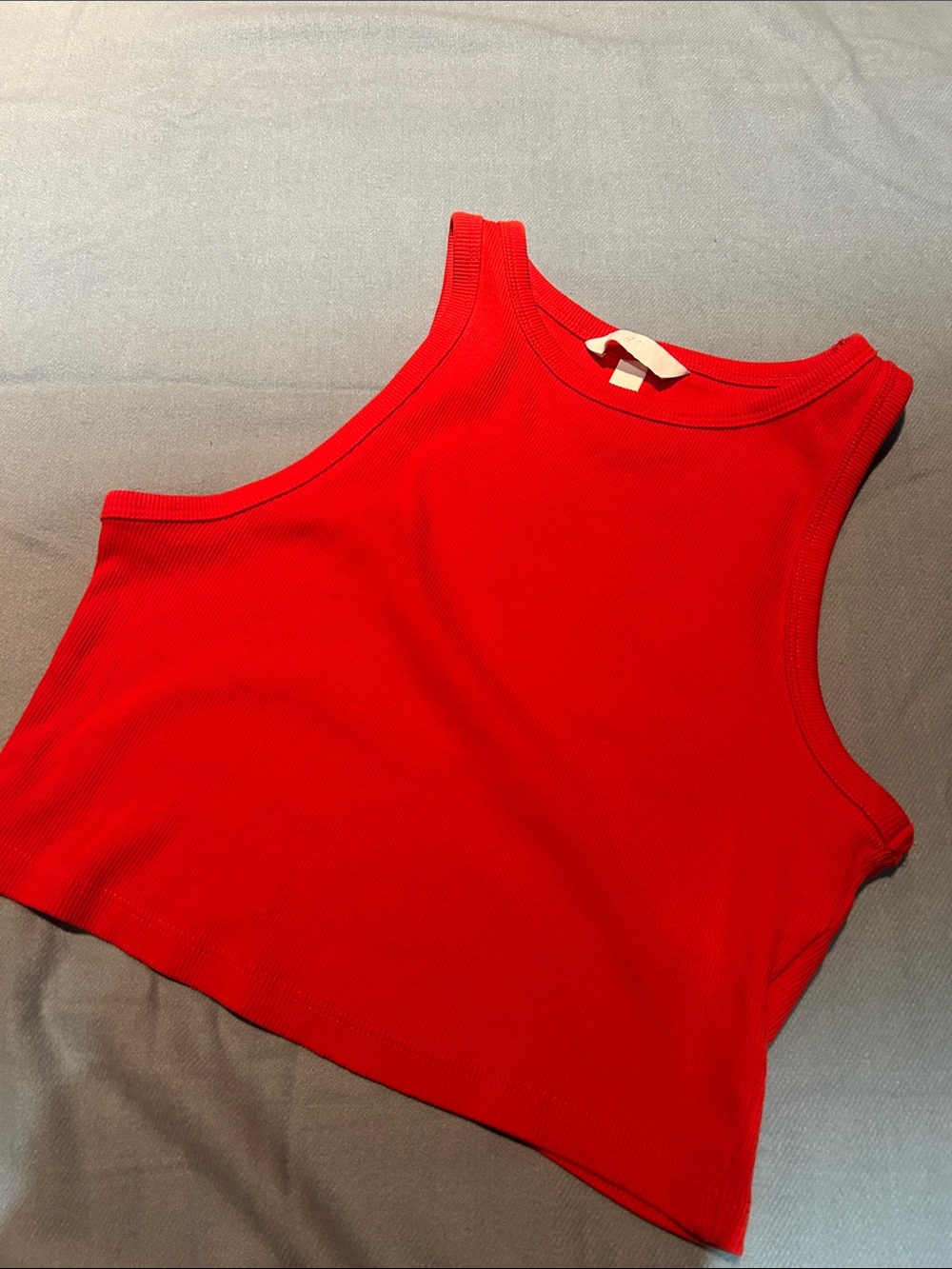 Orange-Red Ribbed Tank Top - Women